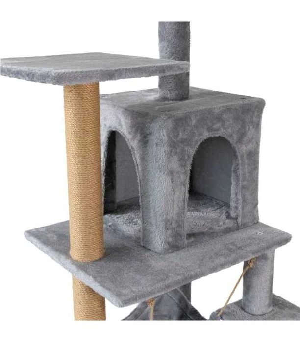 Когтеточка домик висока 125 см сіра • для кота • кігтеточка