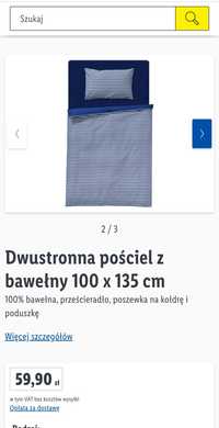 Komplet Lidl Pościel dziecięca + prześcieradło na gumce 100x135 bawełn