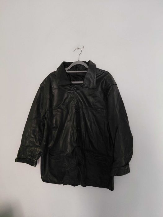 Vintage retro czarna skórzana kurtka XL