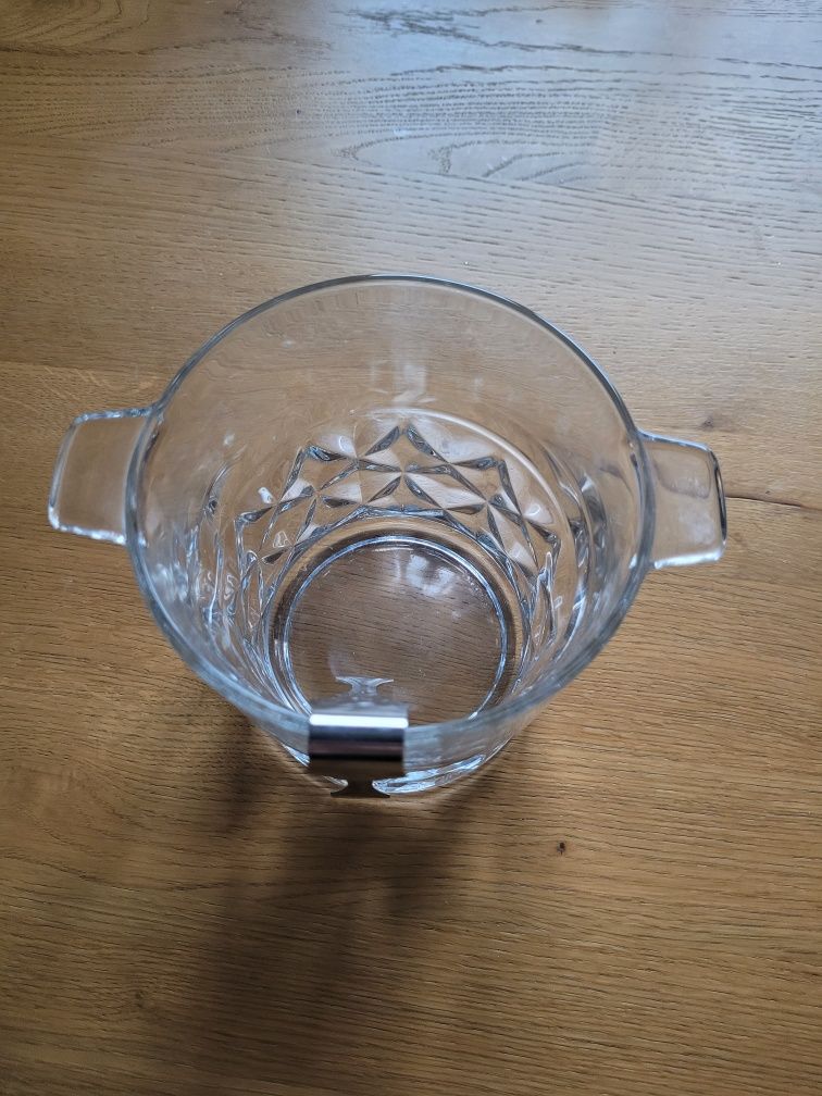 Naczynie do lodu szklane ze szczypcami cooler
