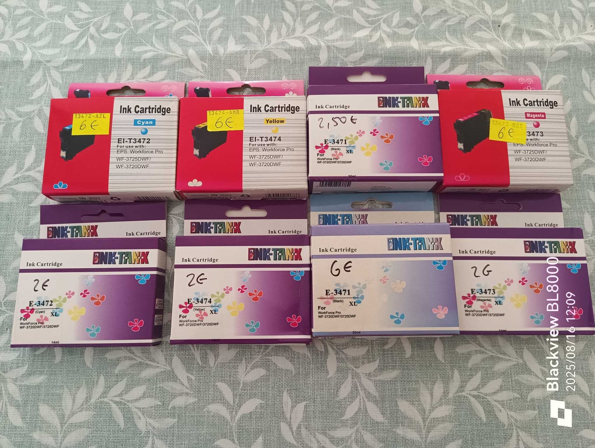 Tinteiros novos, ainda selados para Epson Workforce Pro WF-3725DWF