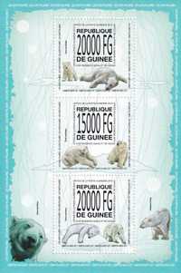 Gwinea 2013 cena 4,90 zł kat.11€ - niedźwiedzie, arkusz