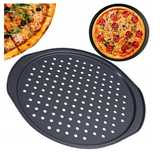 Blaszka okrągła z dziurkami z uchwytami PIZZA 35x33x1 cm