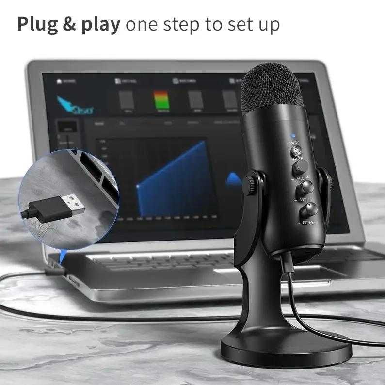 Микрофон mu900 USB конденсаторный в стиле Blue Yeti - Черный