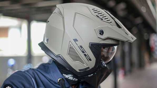 KASK LS2 OF606 SAND odpinana szczęka daszek 2x  SZYBA S-XXL