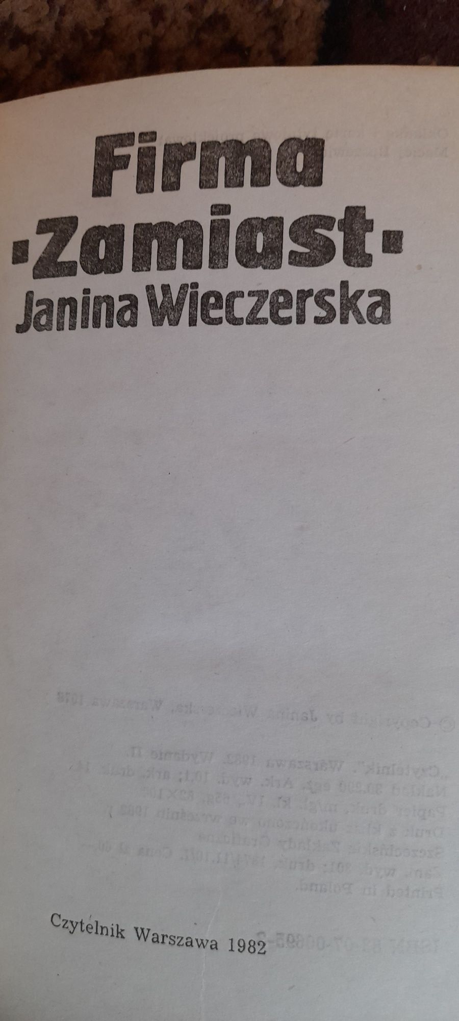 Firma zamiast - Janina Wieczerska