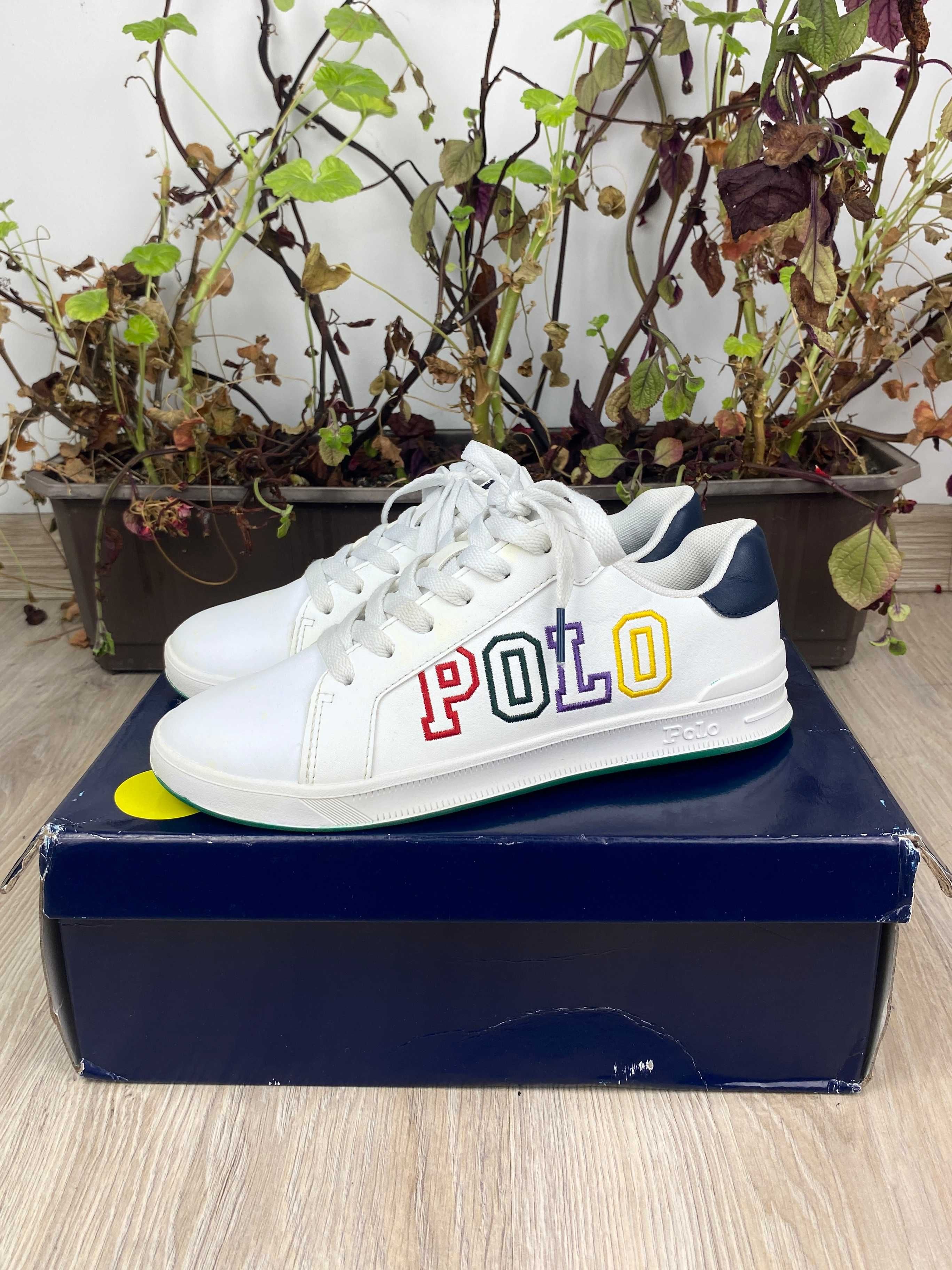 białe kolorowe buty polo ralph lauren heritage court graphic r. 35 188