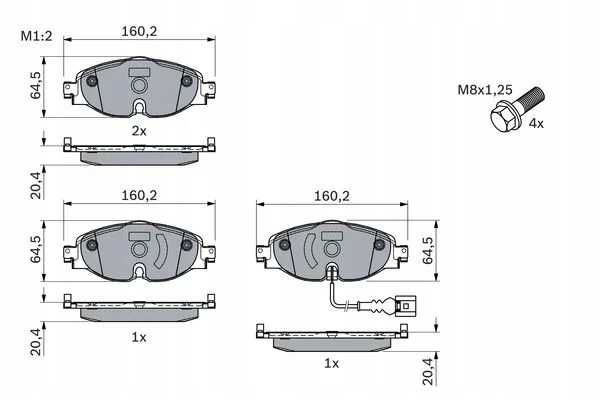 BOSCH Klocki hamulcowe przód AUDI A1 A3 Q2 Q3 TT SEAT ATECA LEON
