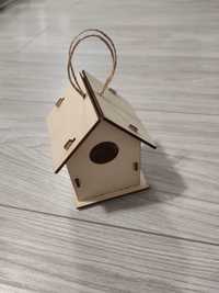 Drewniany domek dla ptaszków, budka dla ptaszków, składana, 10cm