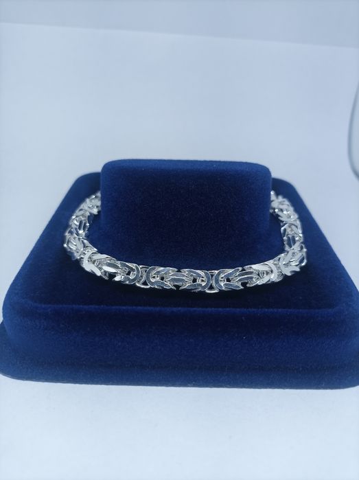 Srebrna bransoletka splot królewski 925 długość 23 cm