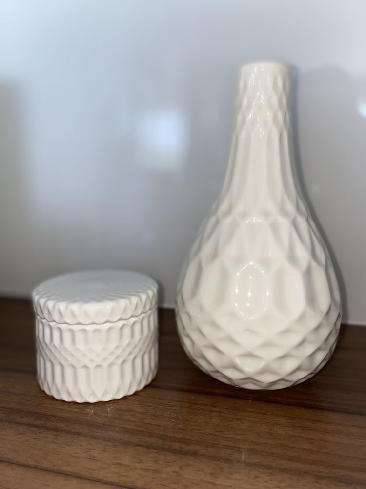 Porcelanowy zestaw h&m home wazon szkatułka