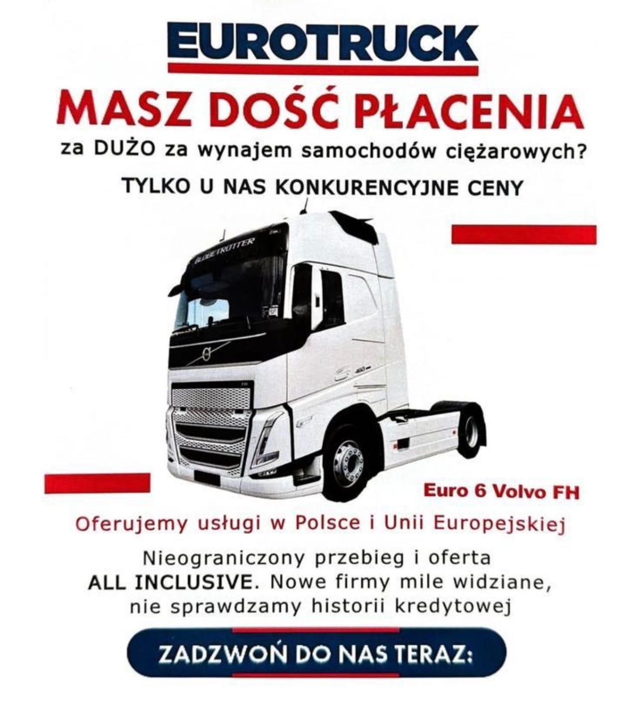 Wypożyczalnia Ciężarówek VOLVO FH EURO 6