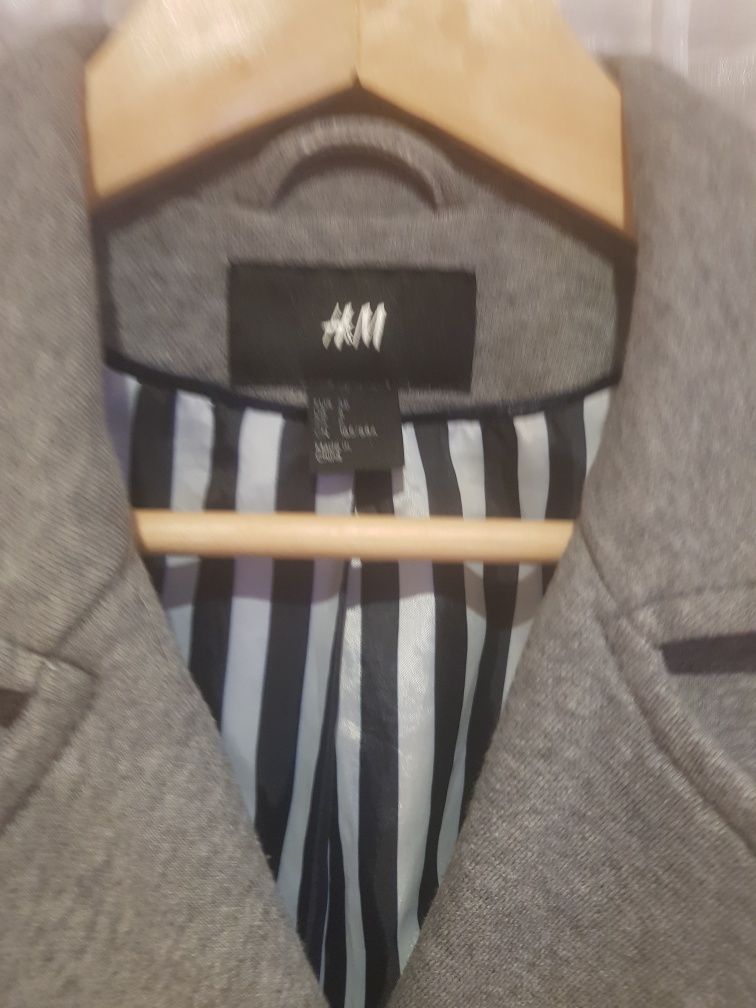 H&M Marynarka, żakiet damski 38 szary, piekny