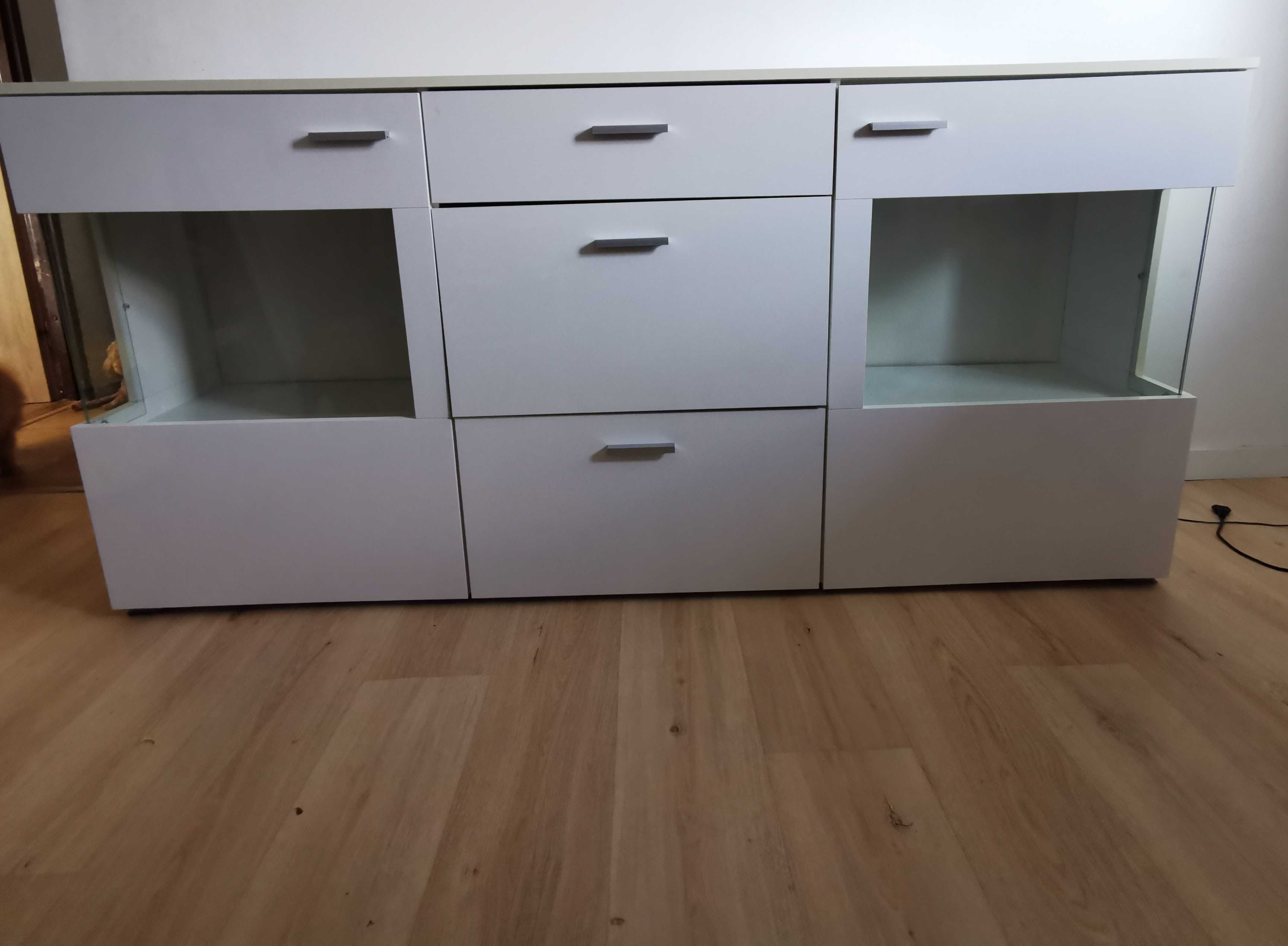 Komoda biała led połysk
