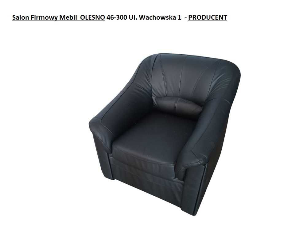 Nowy Fotel YARDEK , Skóra Naturalna CZARNA, -60% = Meble Pyka OLESNO