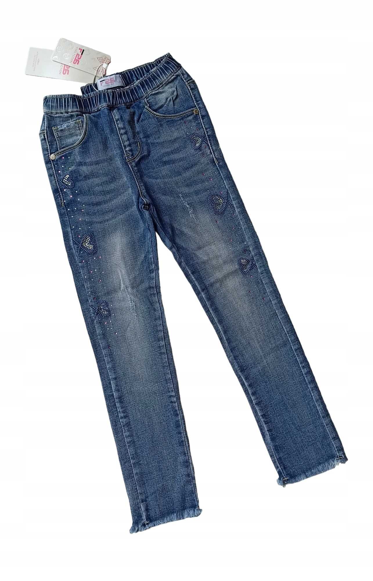 Spodnie jeans dla dziewczynki na gumce nowy 110-116