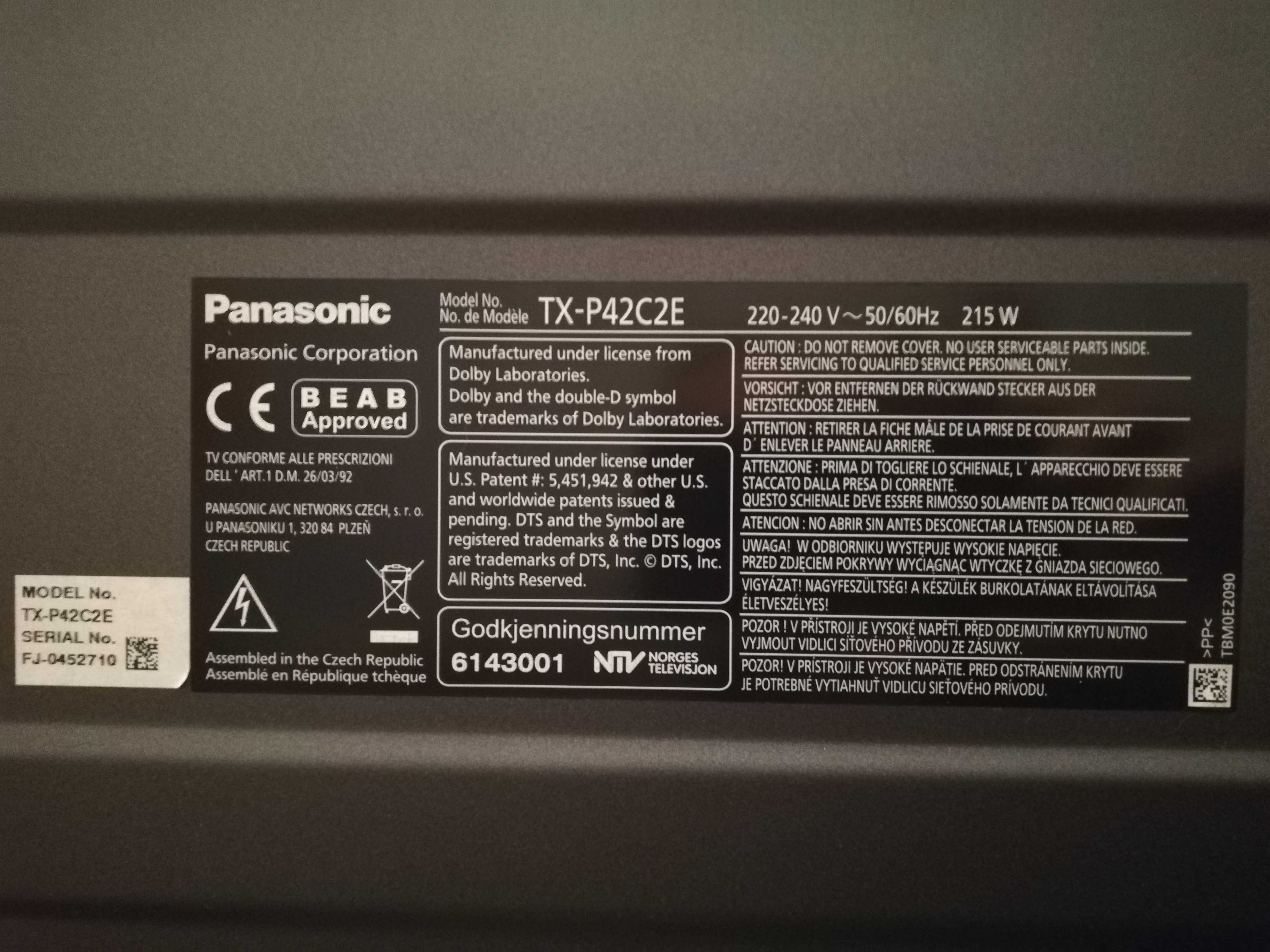 Telewizor Panasonic Viera 42" TX-P42C2E