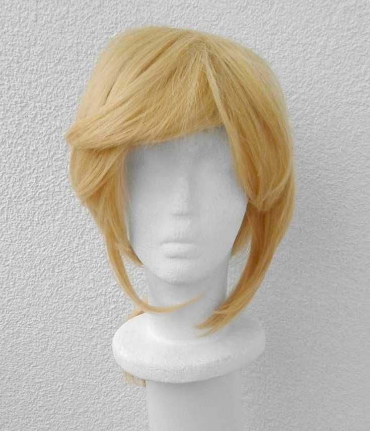 Len Kagamine Link Zelda cosplay wig peruka żółta blond z kitką grzywką