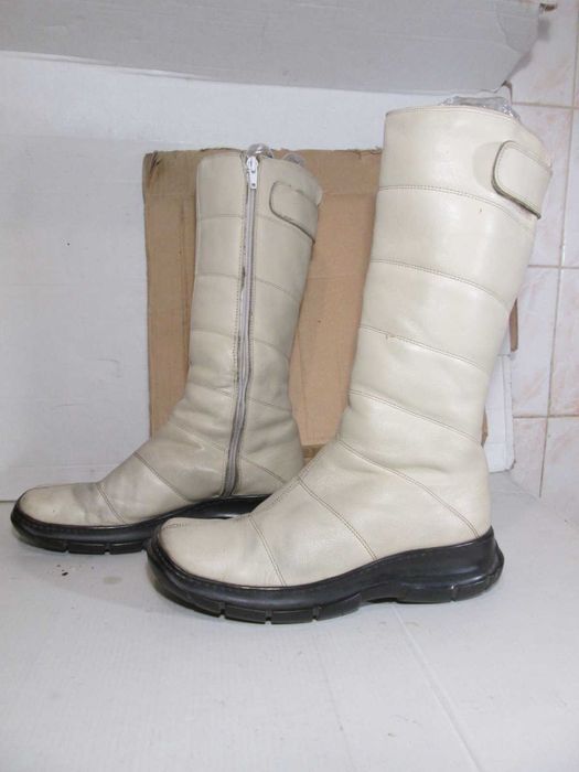 Сапоги женские зимние кожа белые 39 размер Италия MIRA