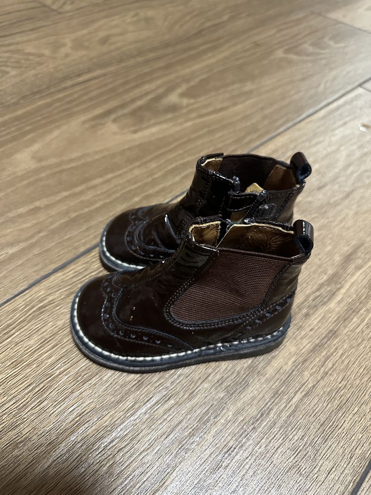 Шкіряні коричневі черевики на дівчинку, ботиночки 21 розмір