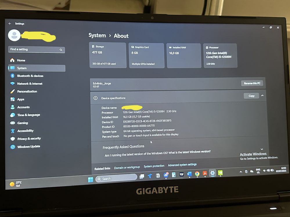 Computador GIGABYTE G5 KF