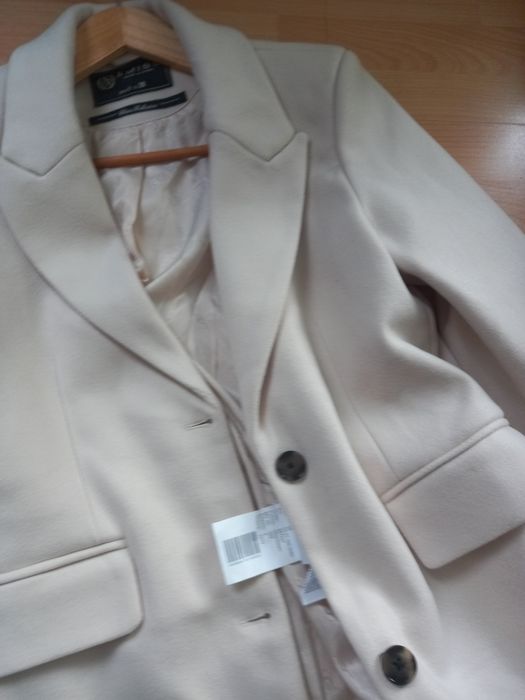 Nowy Płaszcz 38 Amisu kremowy M Elegancki New Yorker jesień ecru