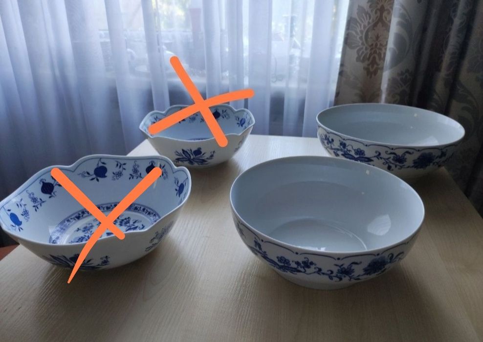 Синий лук порцеляна фарфор тарілка салатник