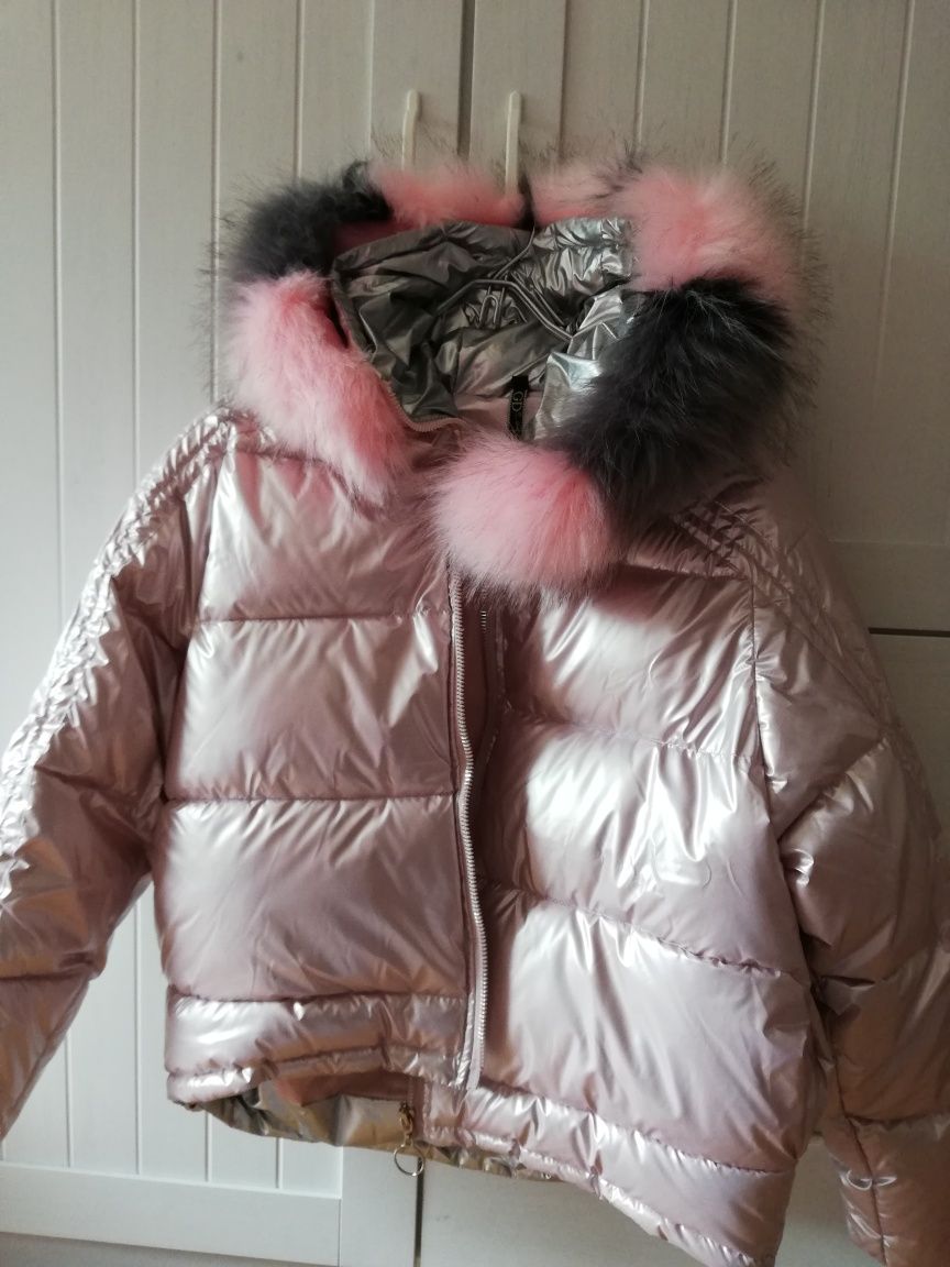 Blusão estilo bomber rosa prateado como novo tamanho M