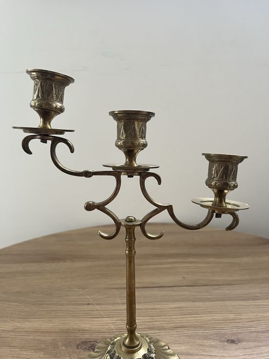 Mosiężny świecznik 3-ramienny