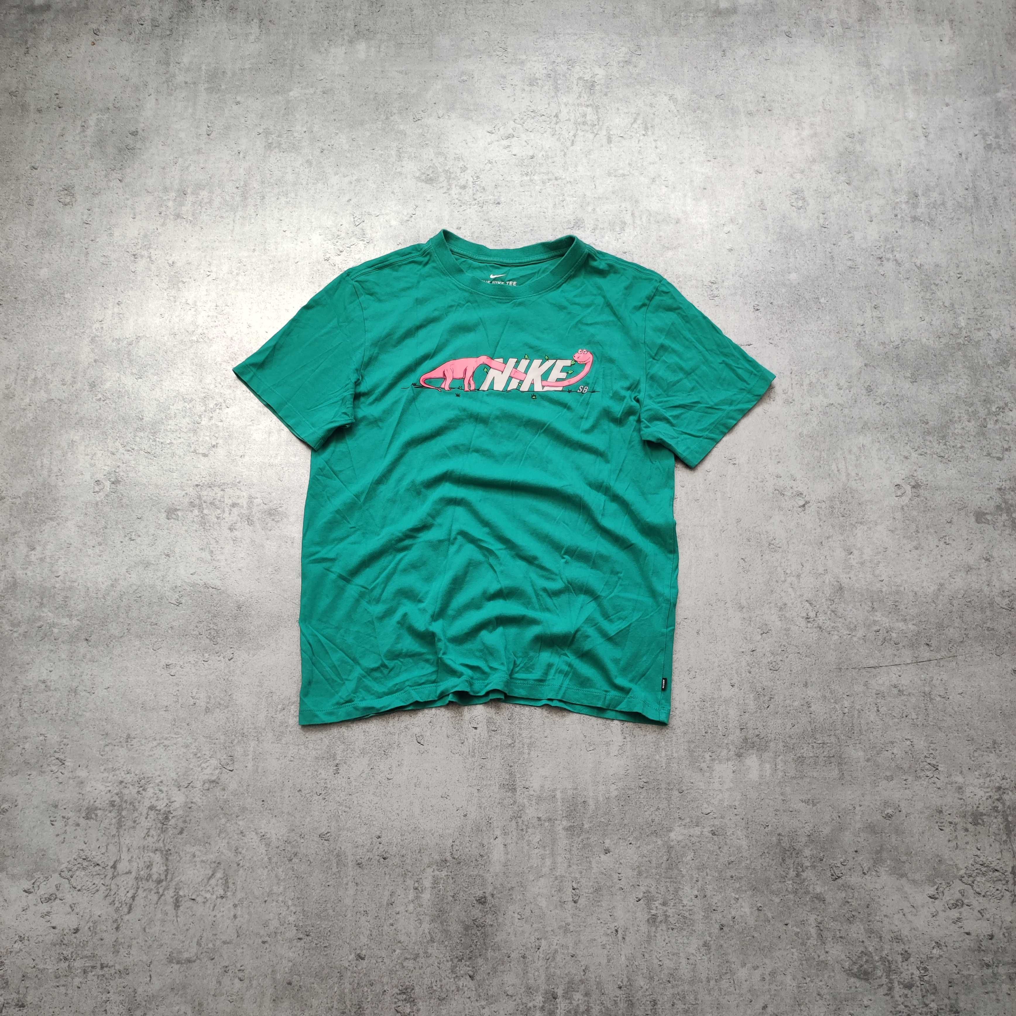 MĘSKA Koszulka PREMIUM Nike Zielona SB Skatebarding Dino Nadruk Logo