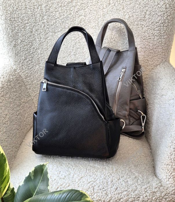 Кожаная женская сумка рюкзак. Итальянская. Шкіряна сумка