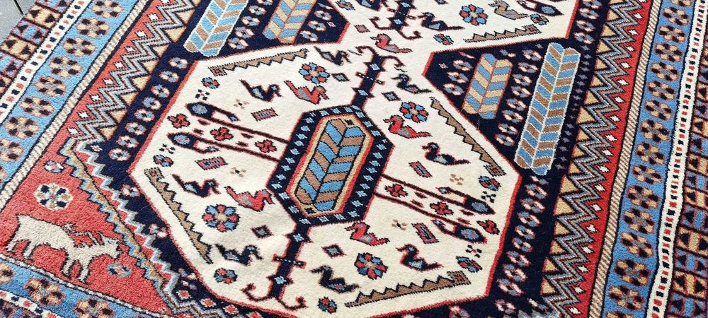 Dywan wełniany tkany ręcznie 157 x 104 cm wełna turecki piękne kolory