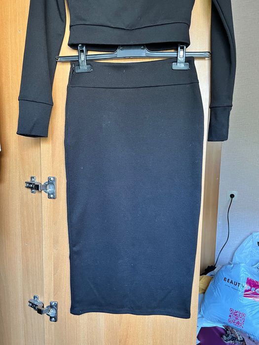 Костюм юбка карандаш + укорочённый топ, кроп топ, платье