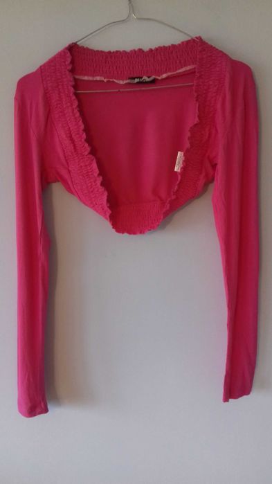 Różowe bolerko/rękawki marszczone cukierkowy róż