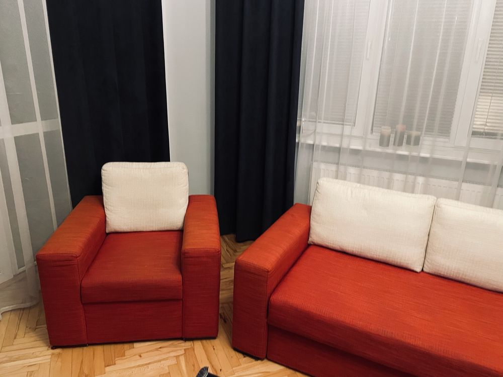 Sofa rozkladana + fotele  Black Red White