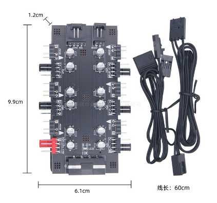 Фан хаб кулеров с подсветкой 6 x ARGB 5V/3 pin + 6 x Fan 4 pin PWM HUB