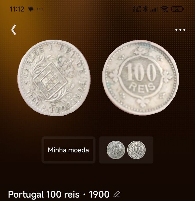 4 Moedas antigas de 100 reis