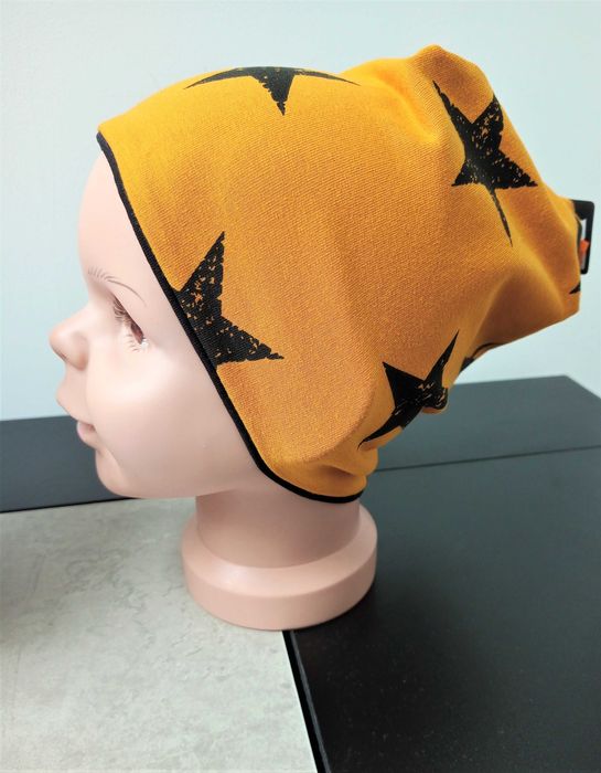 Czapka chłopięca dwustronna w żółta czarna rozm 52