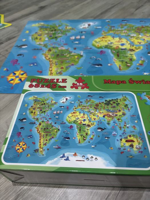 Puzzle Mapa Swiata 66 elemetow