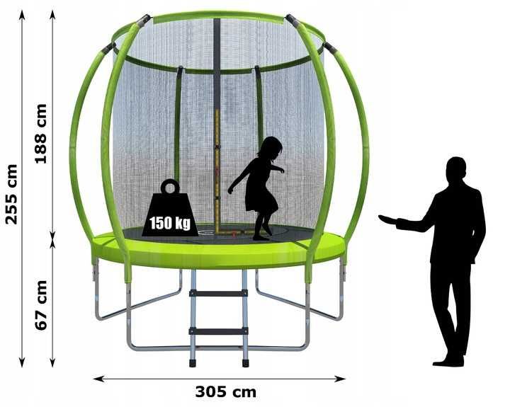 TRAMPOLINA ogrodowa PREMIUM dla dzieci 10FT 312cm siatka drabinka