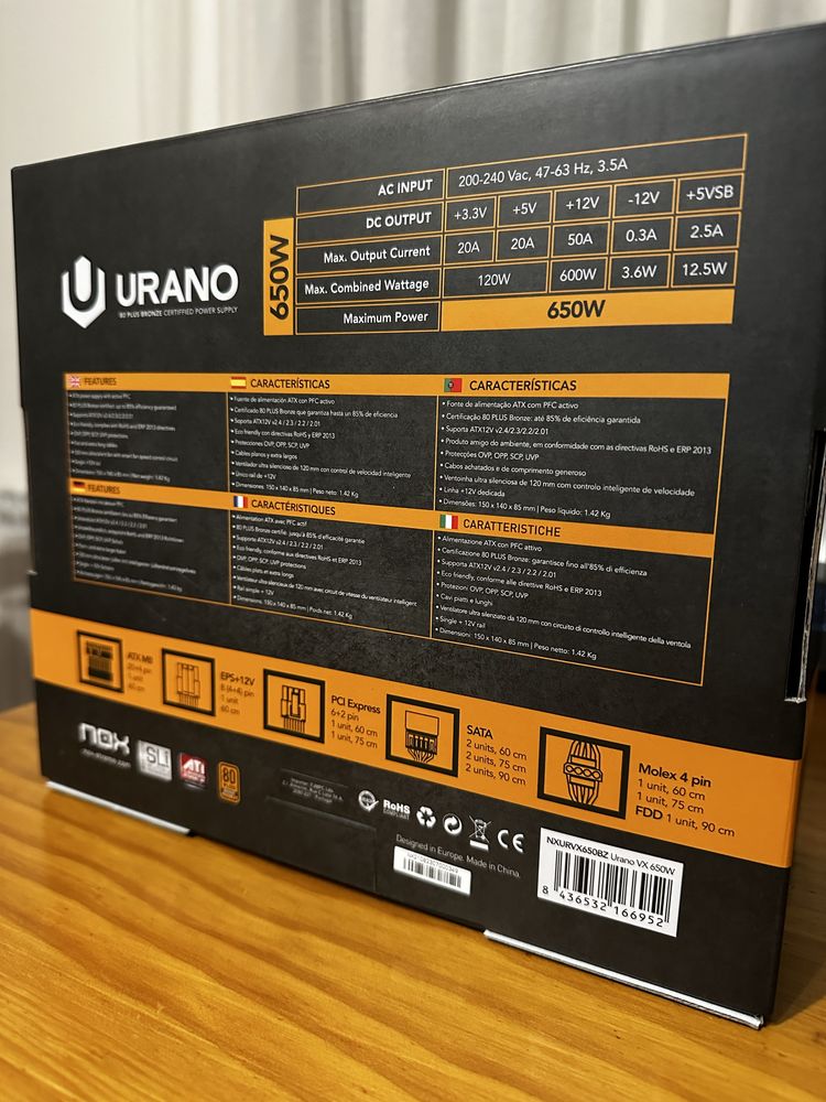 Nox Urano VX 650W 80+ Bronze (NOVA!)