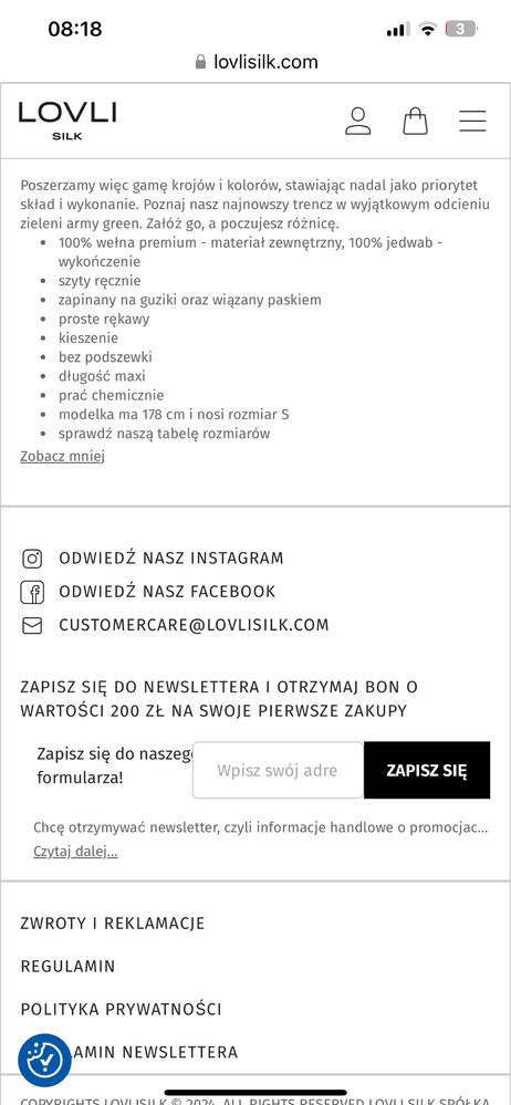 Lovli silk płaszcz wełna jedwab roz M nowy