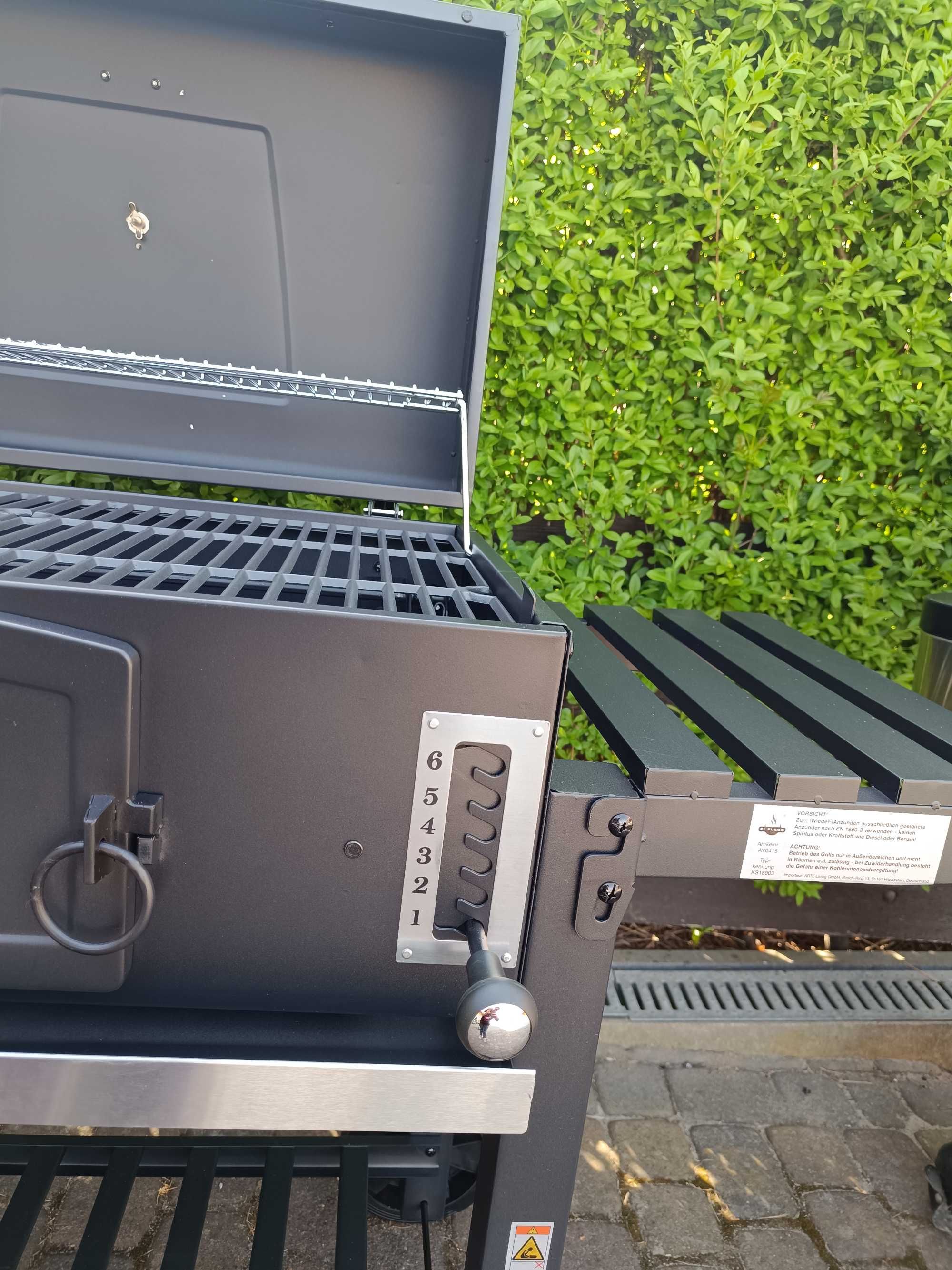 GRILL węglowy EL FUEGO ONTARIO XXL DUŻY  ruszt żeliwny składane półki!