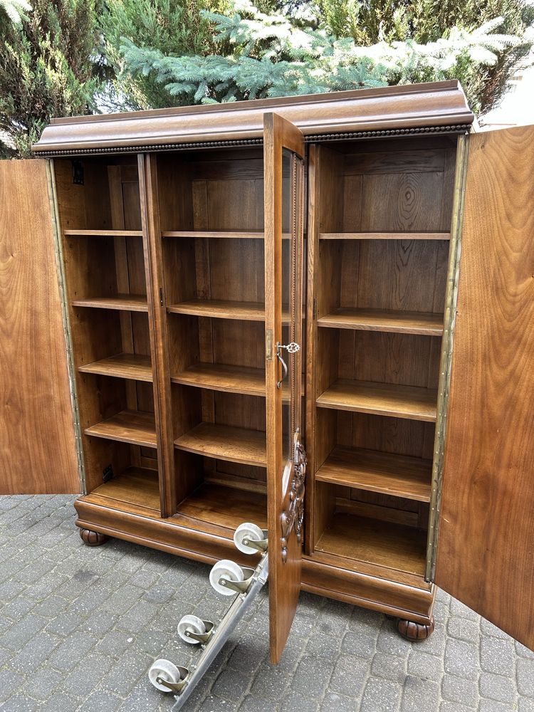 Antyczna Biblioteka Kredens Witryna Lata 20-te Uniakt Po Renowacji