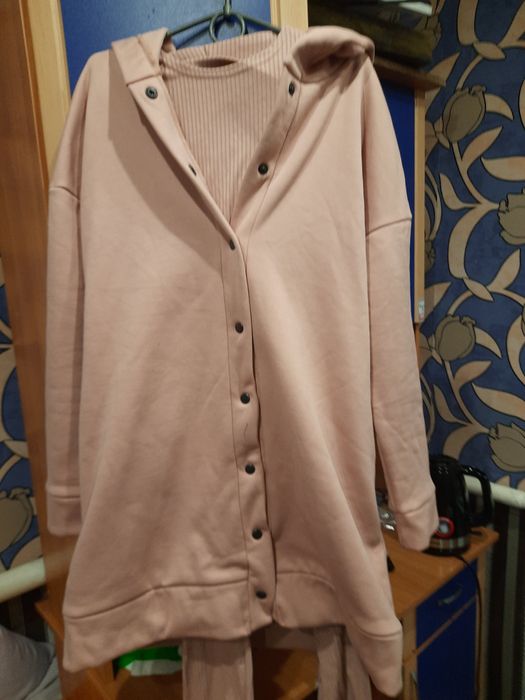 Костюм-трійка - кардиган тринитка на флісі, майка і лосіни рубчик