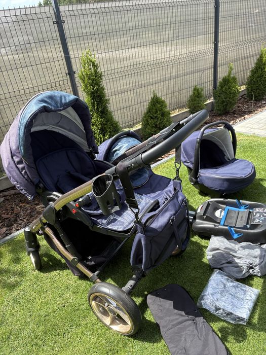 Wózek 3W1 daytona granatowy, różowe złoto+ baza ISOFIX