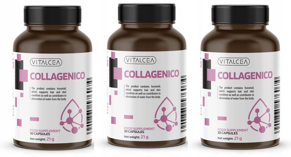 3X Collagenico : Witamina C Selen Biotyna Skrzyp Polny Kolagen Rybi 30