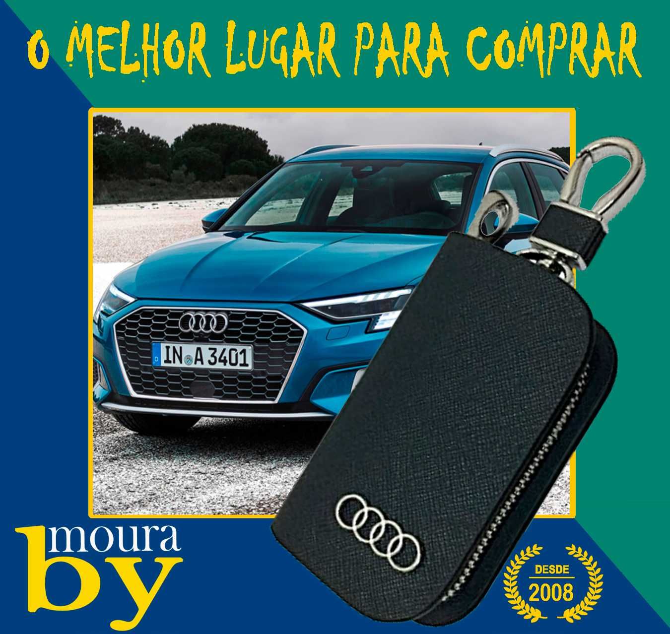 Bolsa Porta chaves para comando  Audi em Preto creme Vermelho riscado