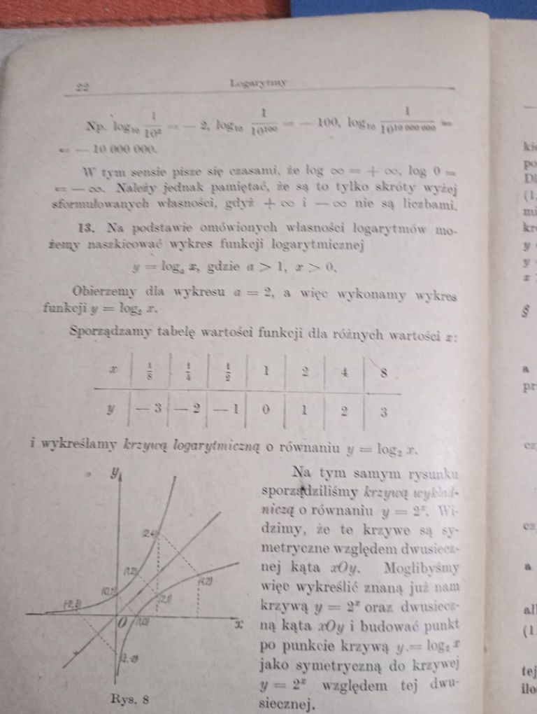 Matematyka - książka starszej daty - w nagłówku tematy, bez okładki