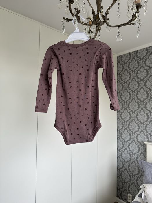 Body wełniane merino bielizna termoaktywna w kwiatki 86 92cm 808